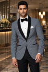 Blazer slim cyan motif fleurs hawaïennes