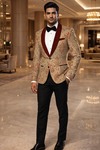 Blazer doré kimkhaab mariage été
