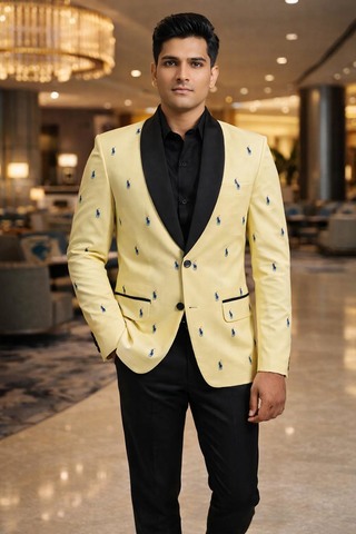 Blazer slim jaune imprimé polo rider