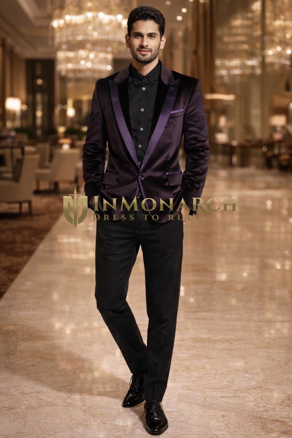 Blazer slim fit terciopelo mulberry botón