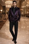 Blazer slim fit terciopelo mulberry botón