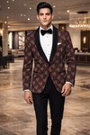Blazer vino estampado cachemira satén