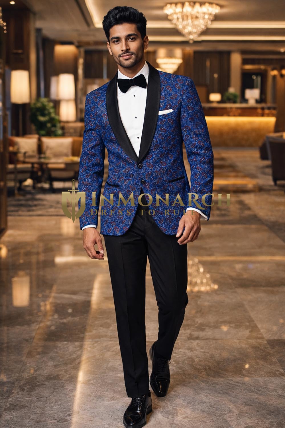Blazer azul acero estampado cachemira