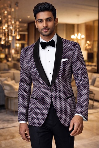 Blazer slim bleu marine blanc rouge