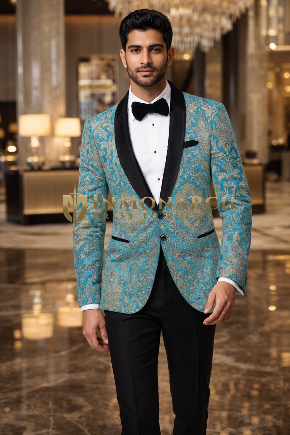 Blazer cyan style Bollywood en satin