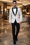 Blazer casual slim blanco boda playa