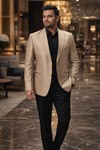 Mens Bronze 2 Piece Peak Lapel Suit Formal Evening Wedding Wear