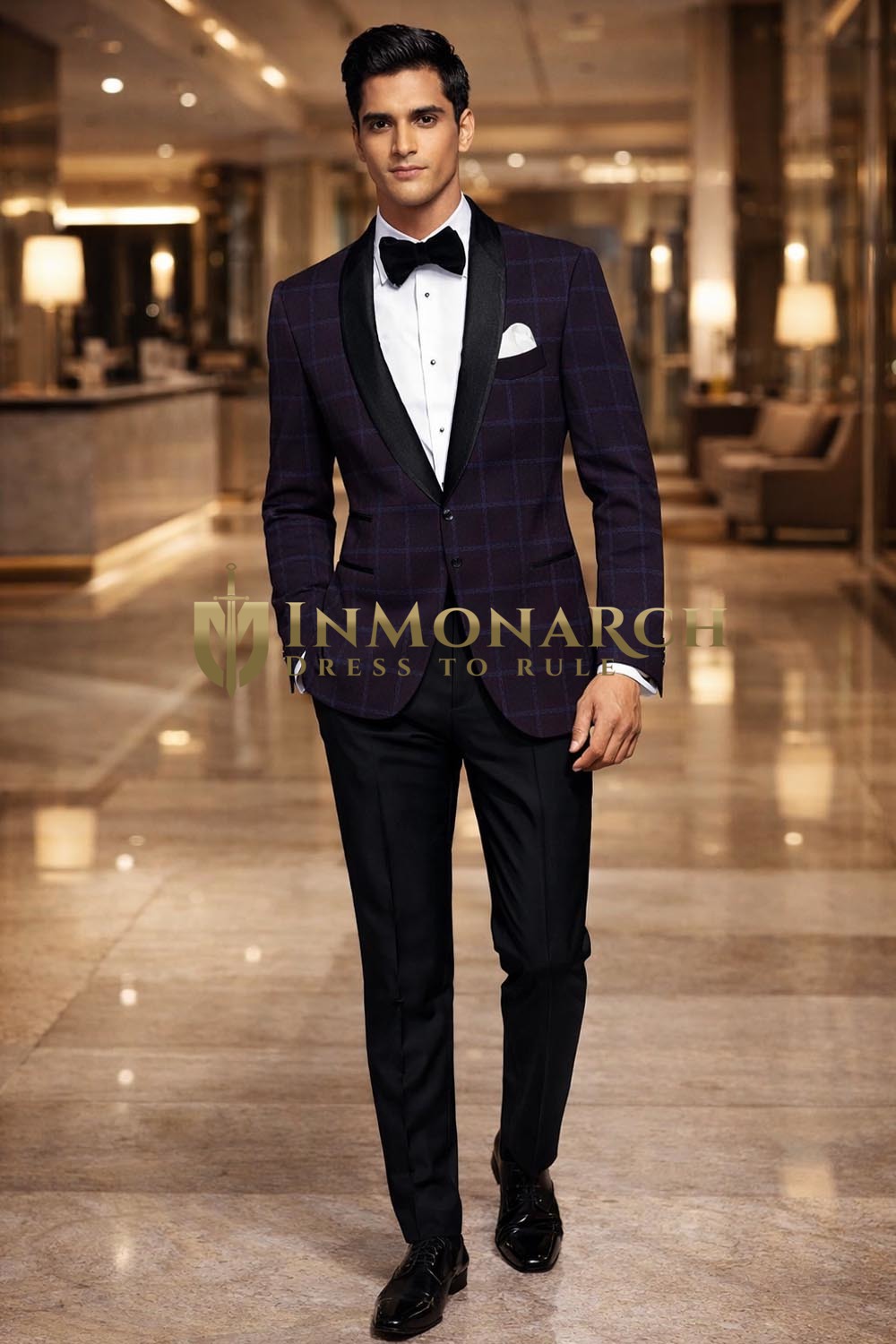 Hochzeitsblazer Karo Weinfarbe Slim Fit