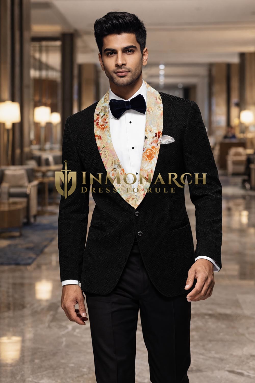 Mens Black Velvet Shawl Lapel Tuxedo 2 Piece Suit Slim Fit Wedding Wear