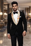 Mens Black Velvet Shawl Lapel Tuxedo 2 Piece Suit Slim Fit Wedding Wear