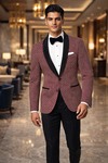 Blazer slim bordeaux satin noir