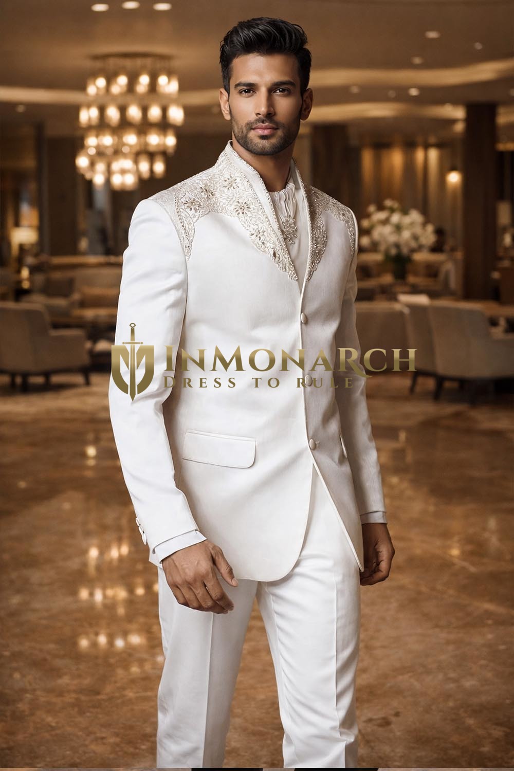 Eleganter cremefarbener Anzug