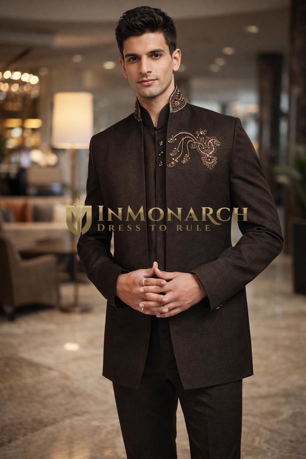 Costume homme brodé col Nehru