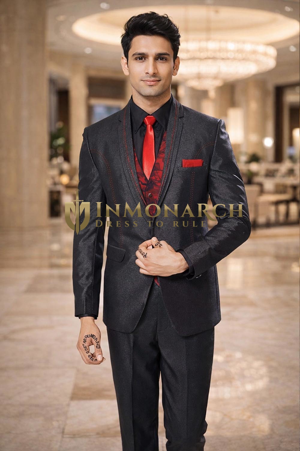 Traje fiesta hombre negro 6 piezas