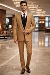 Mens Bisque 2 Piece Suit for Groom Wedding Formal Notch Lapel Attire