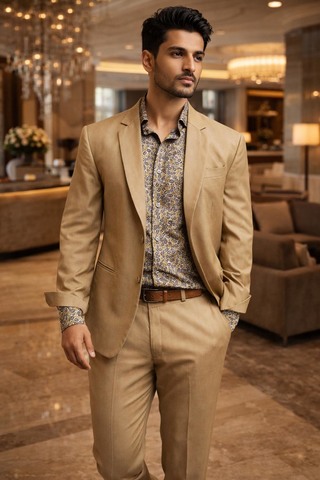 Traje fiesta beige claro 2 piezas hombre