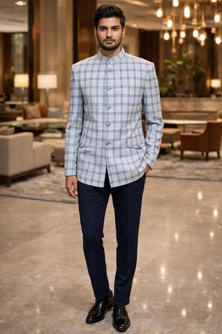 Veste Jodhpuri safari gris clair