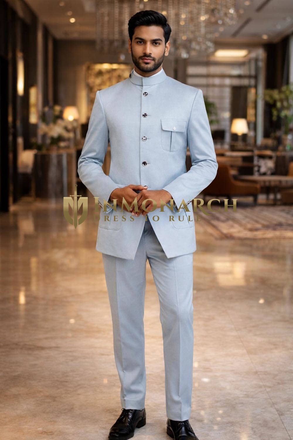 Costume Jodhpur bleu ciel homme