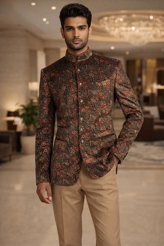 Traje jodhpur novio marrón terciopelo