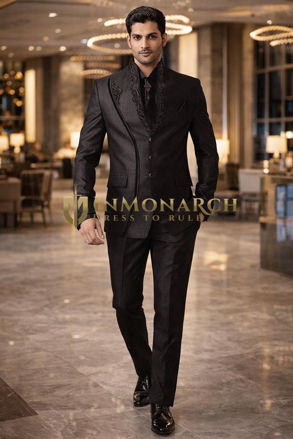 Traje Jodhpur marrón novio fiesta
