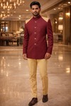 Traje Jodhpuri burdeos para fiesta