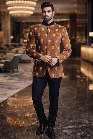 Hochzeitsanzug Jodhpuri Stickerei Samt