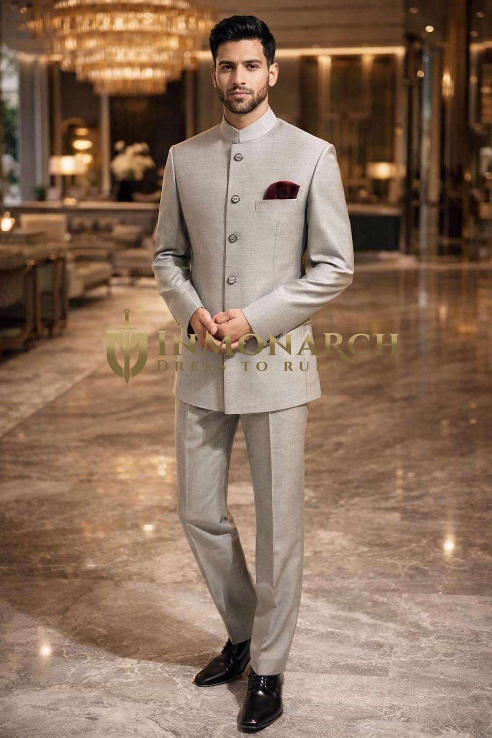 Traje Jodhpuri hombre lavanda elegante