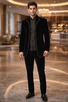 Traje Jodhpuri diseñador bordado negro