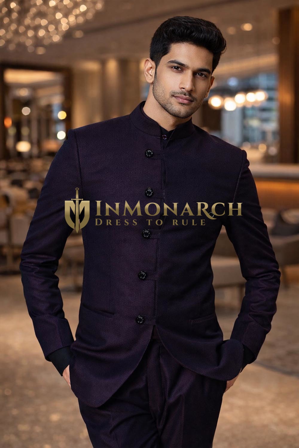 Traje Jodhpur diseño azul regencia