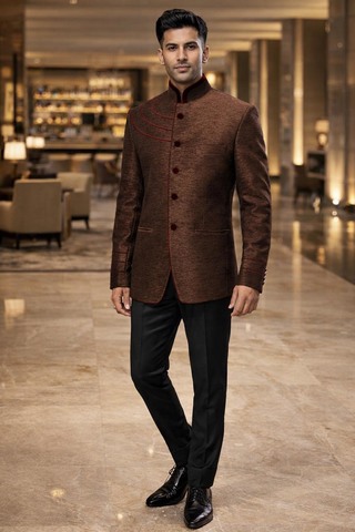 Traje Jodhpur terciopelo marrón hombre