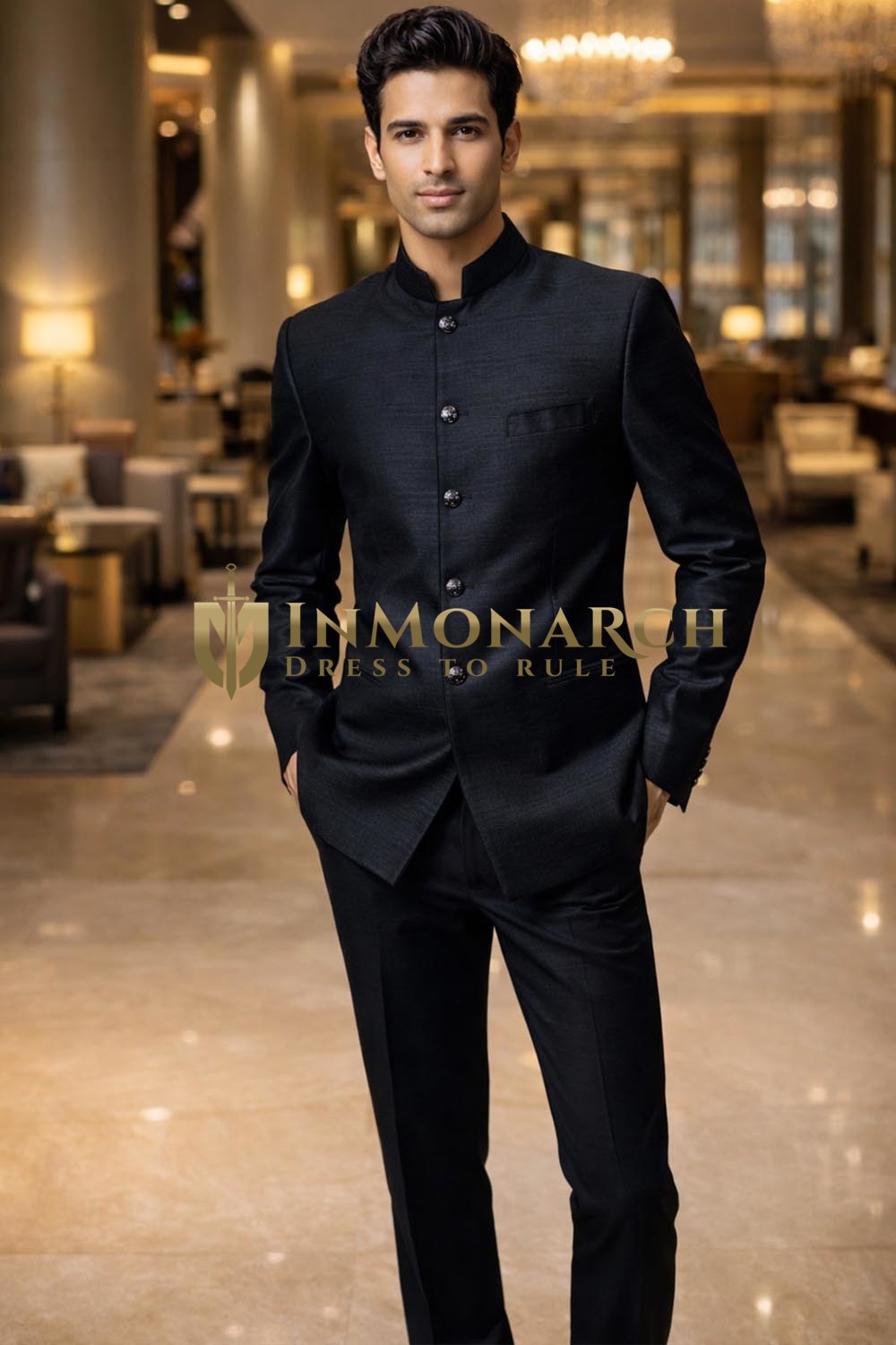 Mens Silk Look Dupion Jodhpuri Suit 2pc Wedding Wear