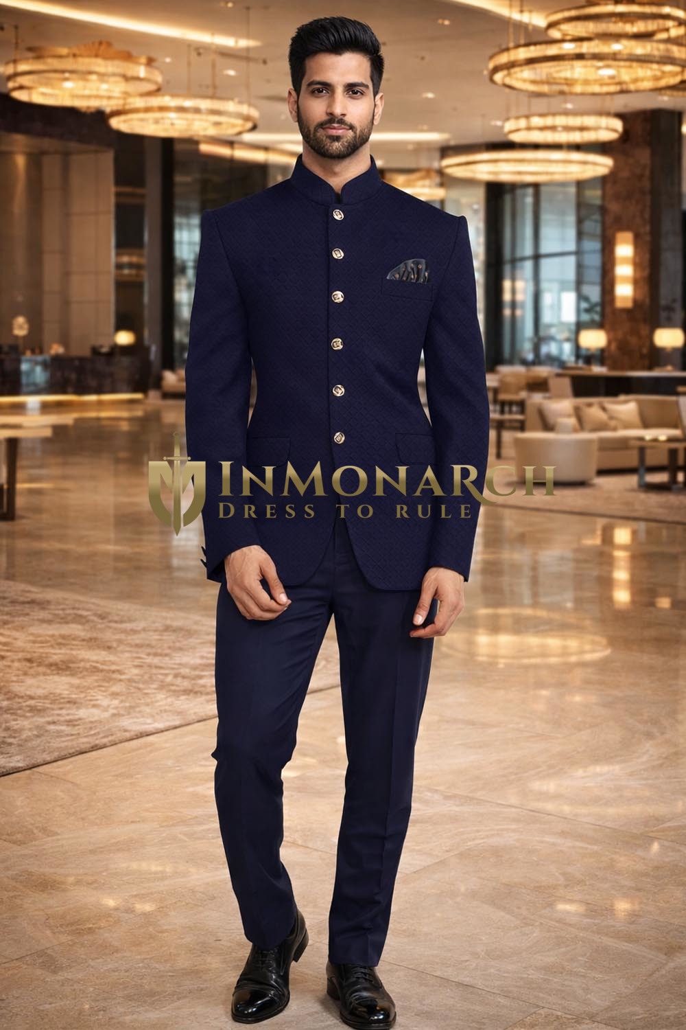 Makelloser Jodhpuri Anzug Marineblau