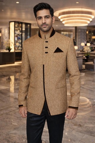 Traje Jodhpuri diseño ribete terciopelo