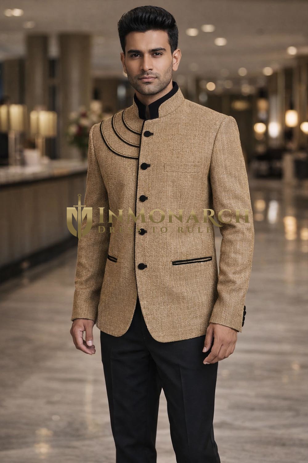 Schwarzer Jodhpuri Hochzeitsanzug
