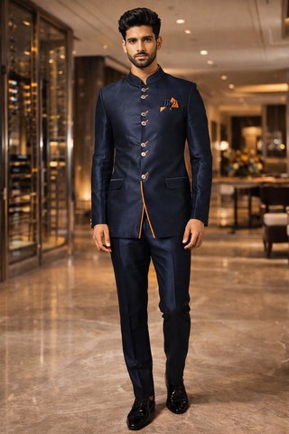 Traditioneller Jodhpuri Anzug Dunkelblau