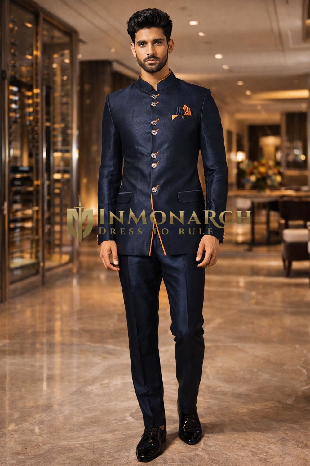 Traditioneller Jodhpuri Anzug Dunkelblau