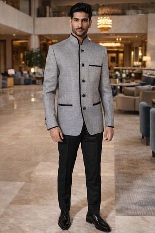 Jodhpuri Anzug Herren Schwarz Samt