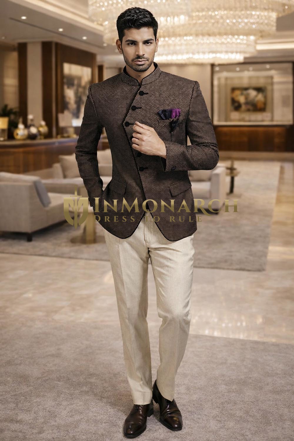 Angrakha Jodhpuri-Anzug Bronze Herren