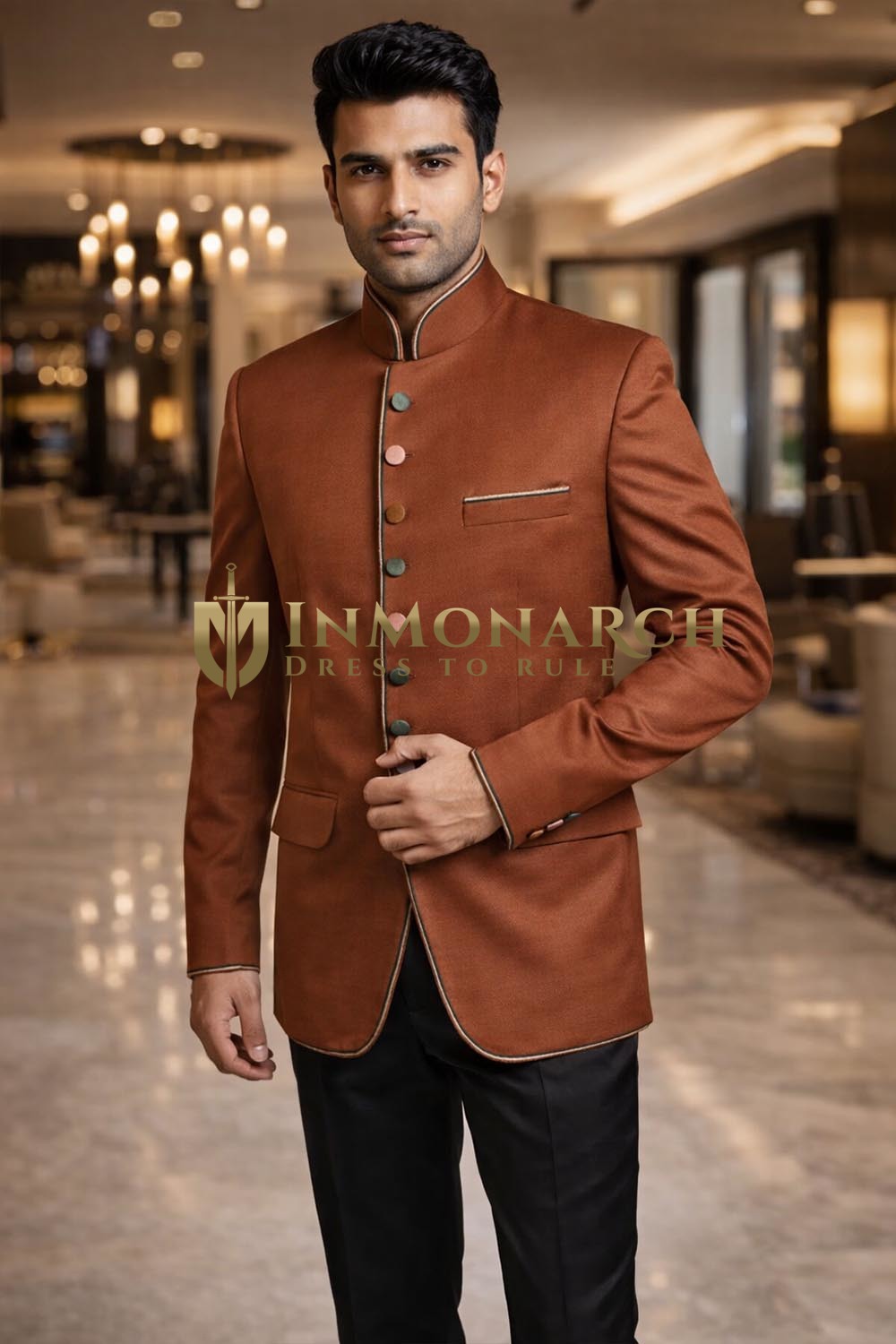 Traje Jodhpuri cobre 8 botones