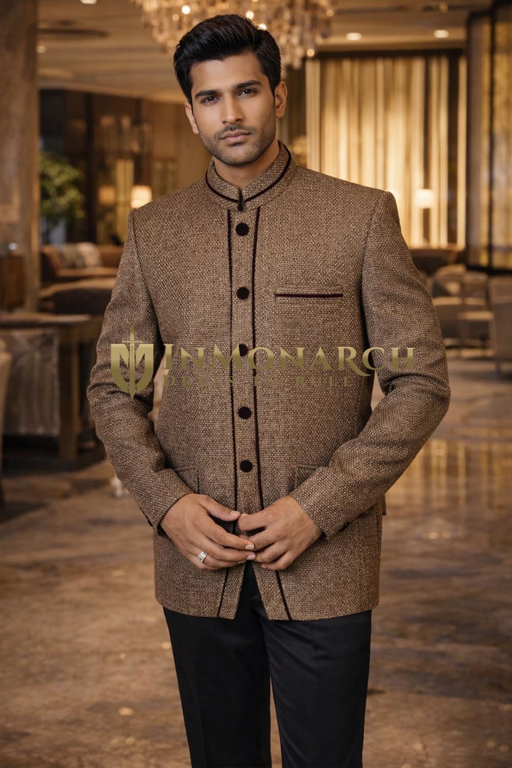 Traje Jodhpuri fiesta oliva