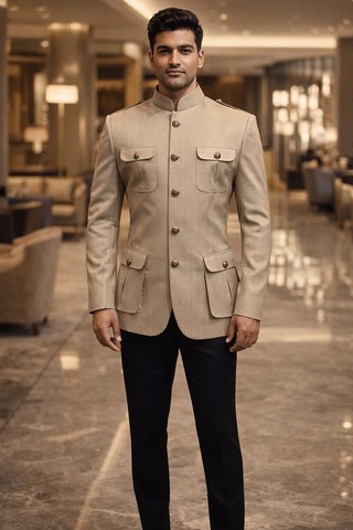 Traje safari jodhpuri beige hombre