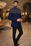 Costume jodhpuri bleu marine velours