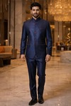 Mens Navy Blue 2 pc Jodhpuri Suit For Engagement