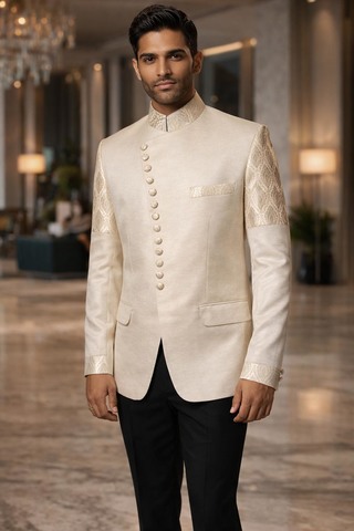 Costume Jodhpuri crème 13 boutons