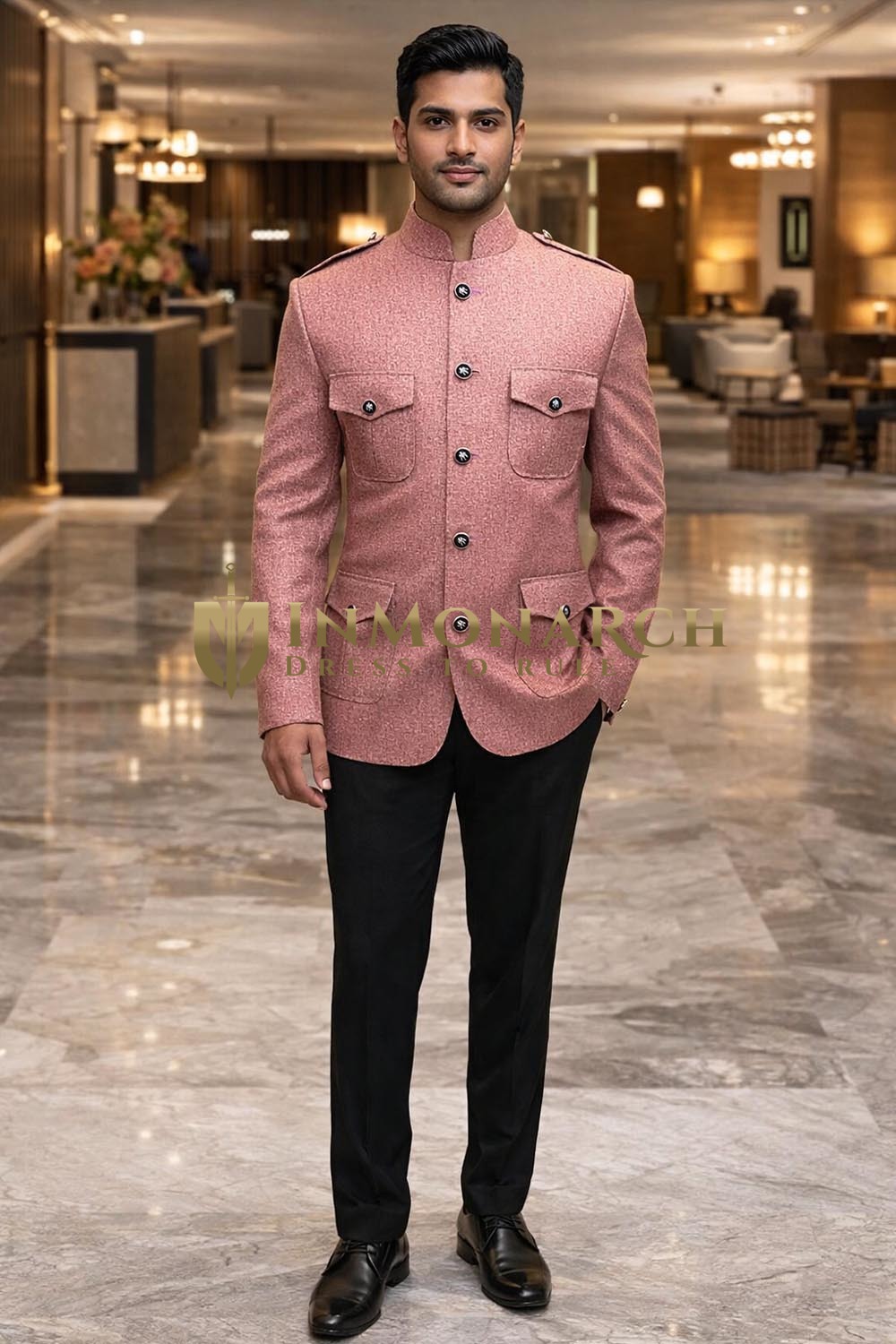 Costume jodhpuri safari prune homme