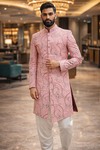 Traje Jodhpuri Bordado Hilo Rosa
