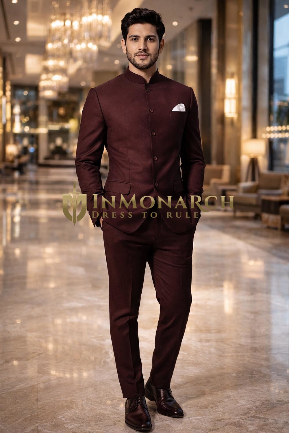 Costume Jodhpur Homme Soirée Bordeaux