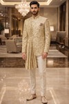 Mens Yellow Embroidered Jodhpuri Suit 3 Pc Wedding Outfit