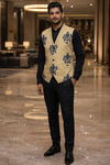 Mens Yellow Floral Shawl Lapel Suit Vest Designer Wedding Waistcoat