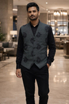 Mens Black Floral Shawl Lapel Suit Vest Tailored Wedding Waistcoat Style